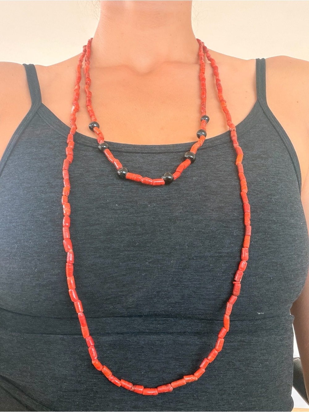 Red Beaded Double Strand Necklace - Women Jewelry